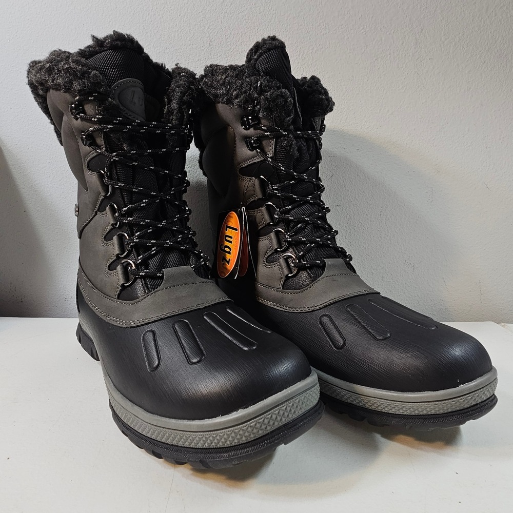 Lugz‎ Men's Anorak Waterproof Winter Boots Black Grey Lace Up Fur Lined Sz 9